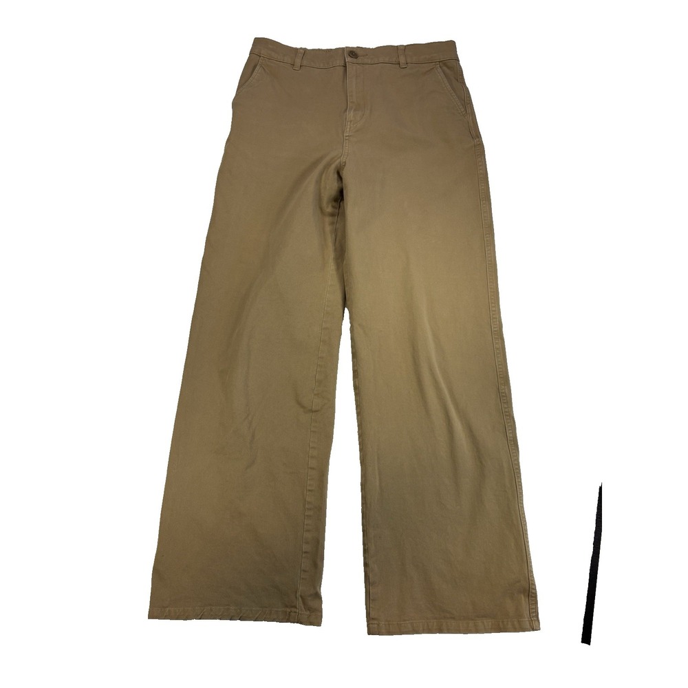 Women's Large‎ Beige Wide Leg Chino Baggy Pants Y2K Streetwear 90's Urban